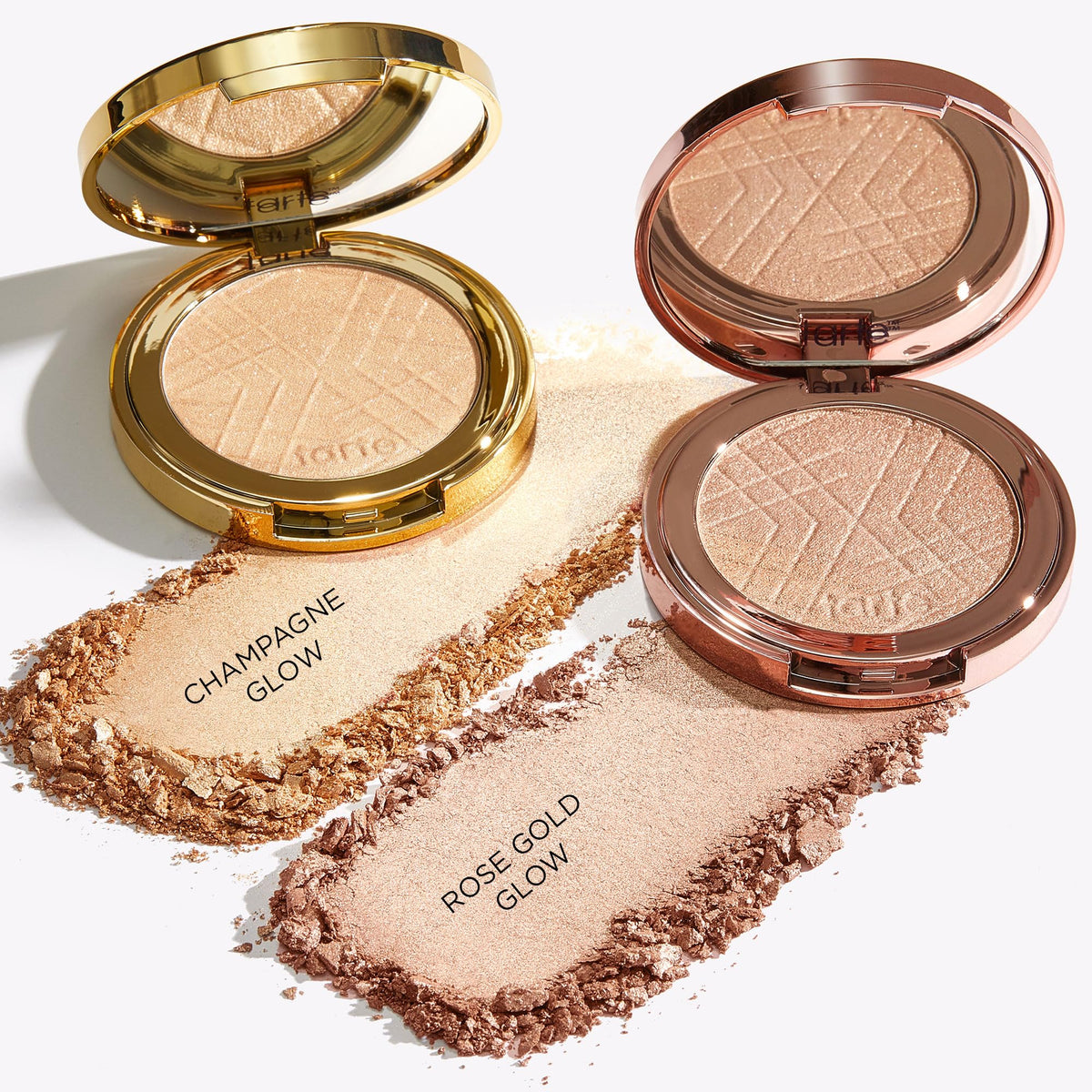 tarte swatch on forearm showing champagne glow and blendability benefit