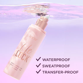 tarte Life Lock being misted onto skin to hydrate and set makeup