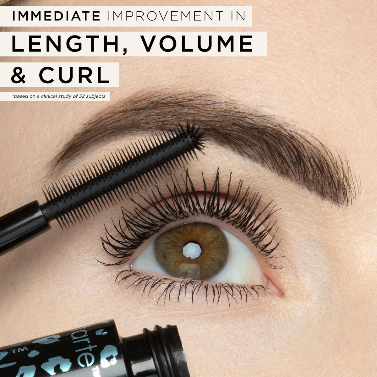 tarte before and after lashes showing length and volume transformation