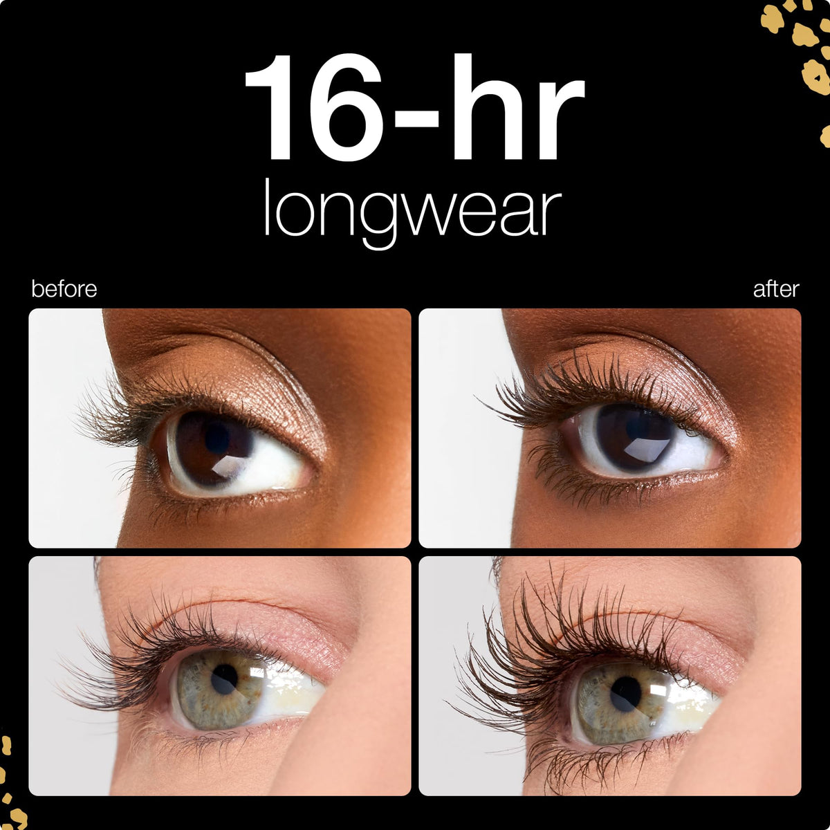 tarte maneater mascara applied to upper lashes showing instant curl and volume