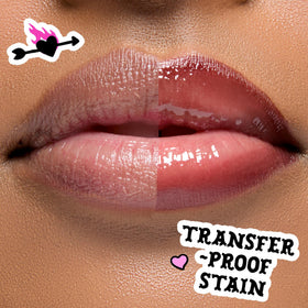 tarte gloss texture swirled on surface demonstrating hydration and shine