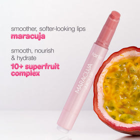 tarte on lips lifestyle shot displaying glossy, plumped appearance