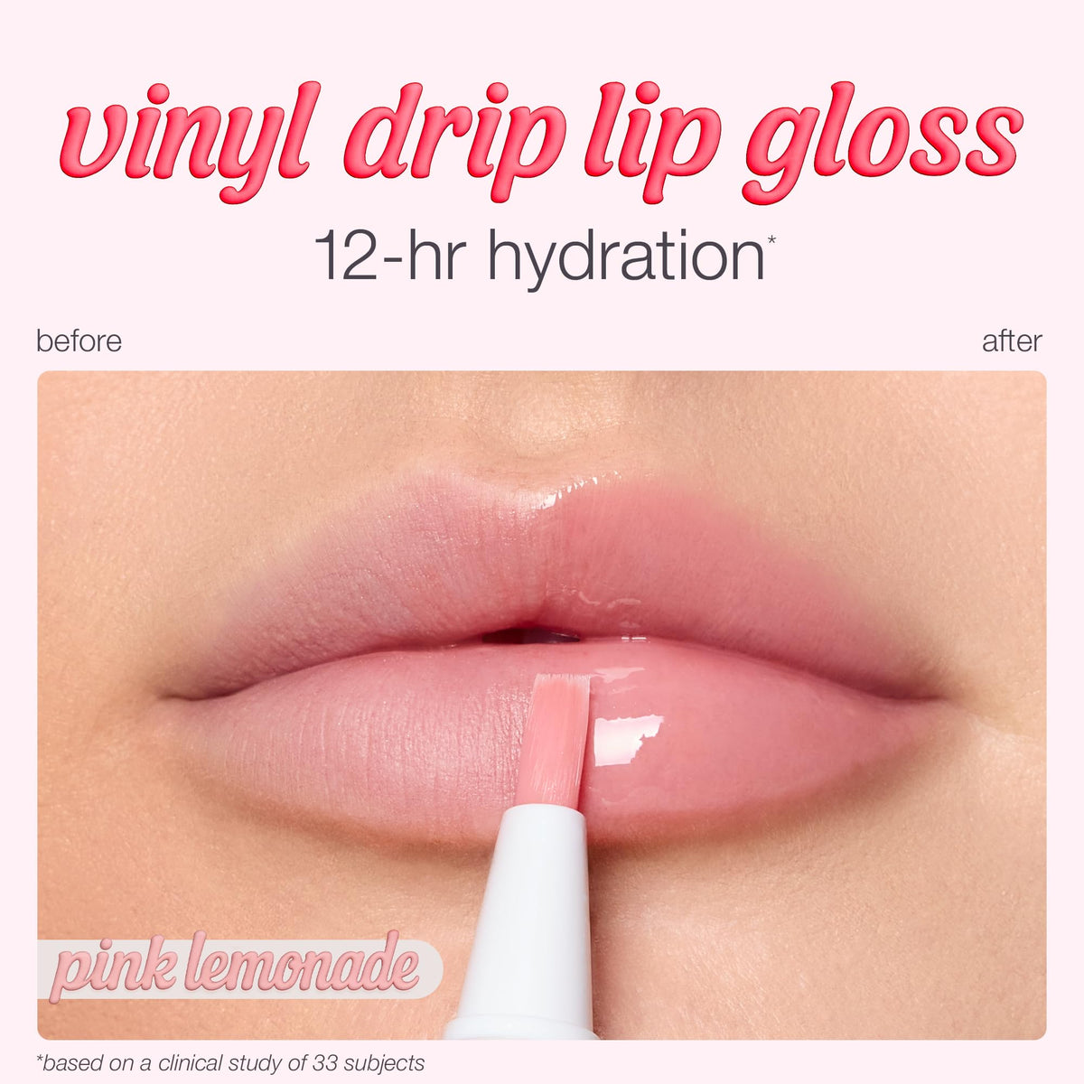 tarte model wearing Pink Lemonade gloss showing juicy reflective lips