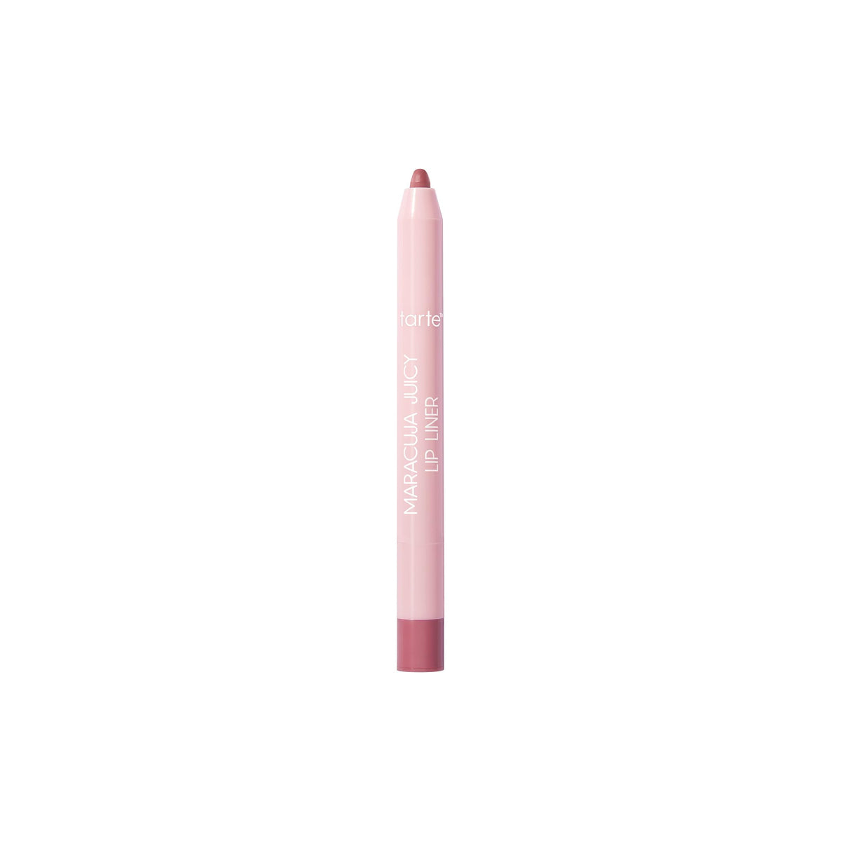 tarte lip liner front view shows mauve shade and compact travel design benefit portability