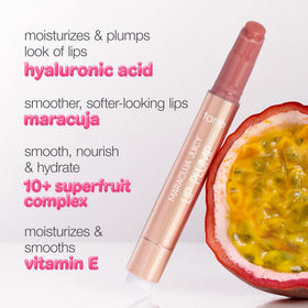 tarte on lips cherry blossom shade showing plump shine and softened lip lines
