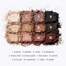 tarte open palette flatlay displaying all 12 shades for quick look selection