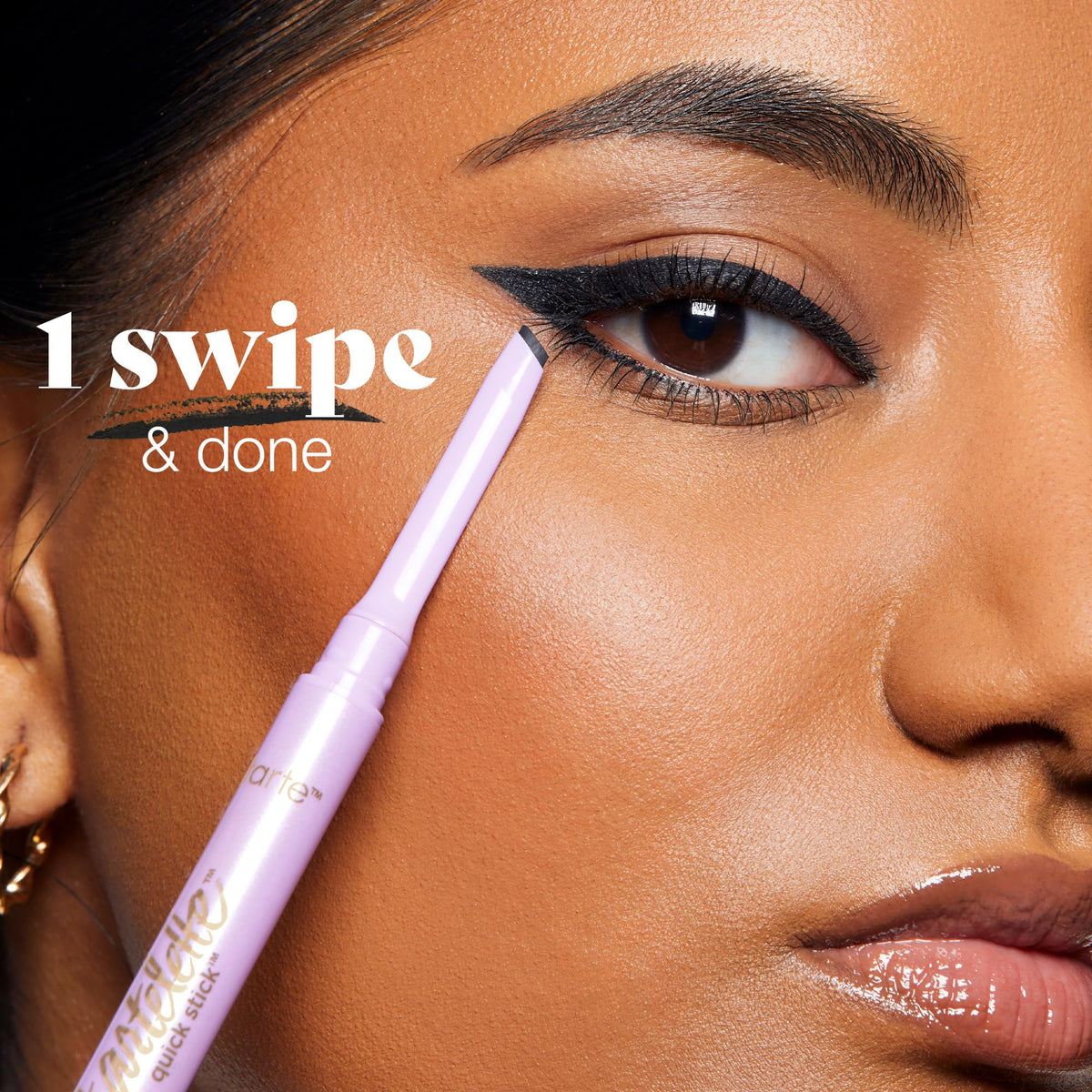 tarte quick stick liner demo wing application illustrating quick flick technique