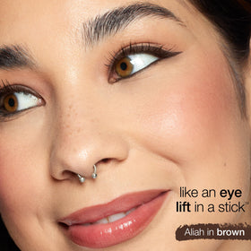 tarte texture swipe of brown gel liner showing smooth glide and rich pigment