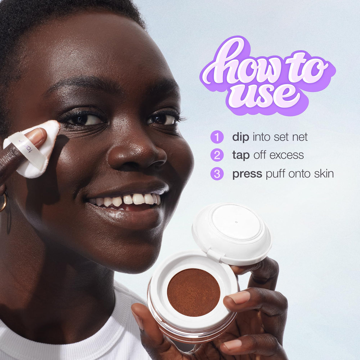 tarte shade range layout showing pink and translucent options for matching