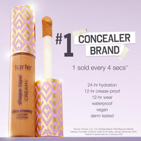 tarte full-size tube held in hand to illustrate dimensions and travel convenience