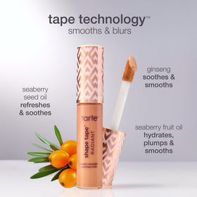 tarte Shape Tape in a cosmetics bag ready for travel showing on-the-go ease