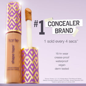 tarte concealer on vanity with brushes suggesting everyday routine ease