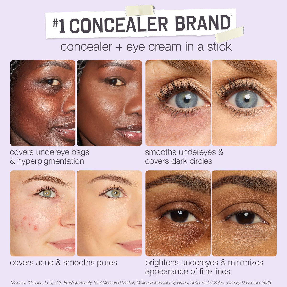 tarte applying stick under eye demonstrating targeted coverage and crease control