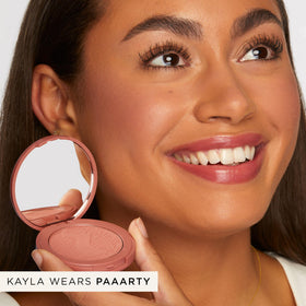 tarte swatch on skin showing buildable color payoff and seamless blend