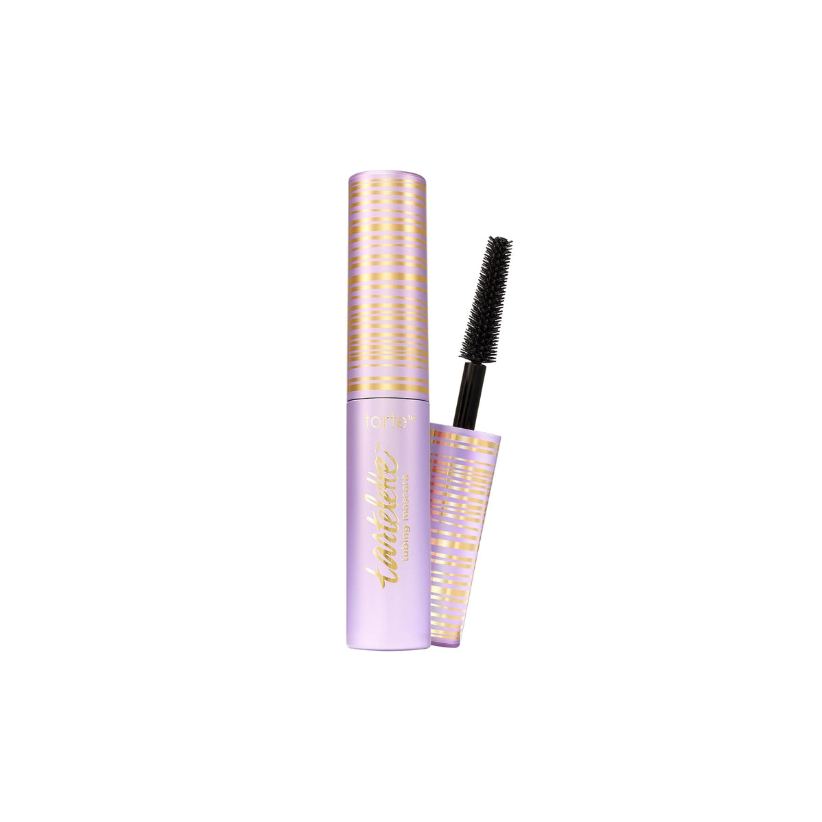 tarte front packaging travel-size mascara showing compact tube and label benefit: portable wear