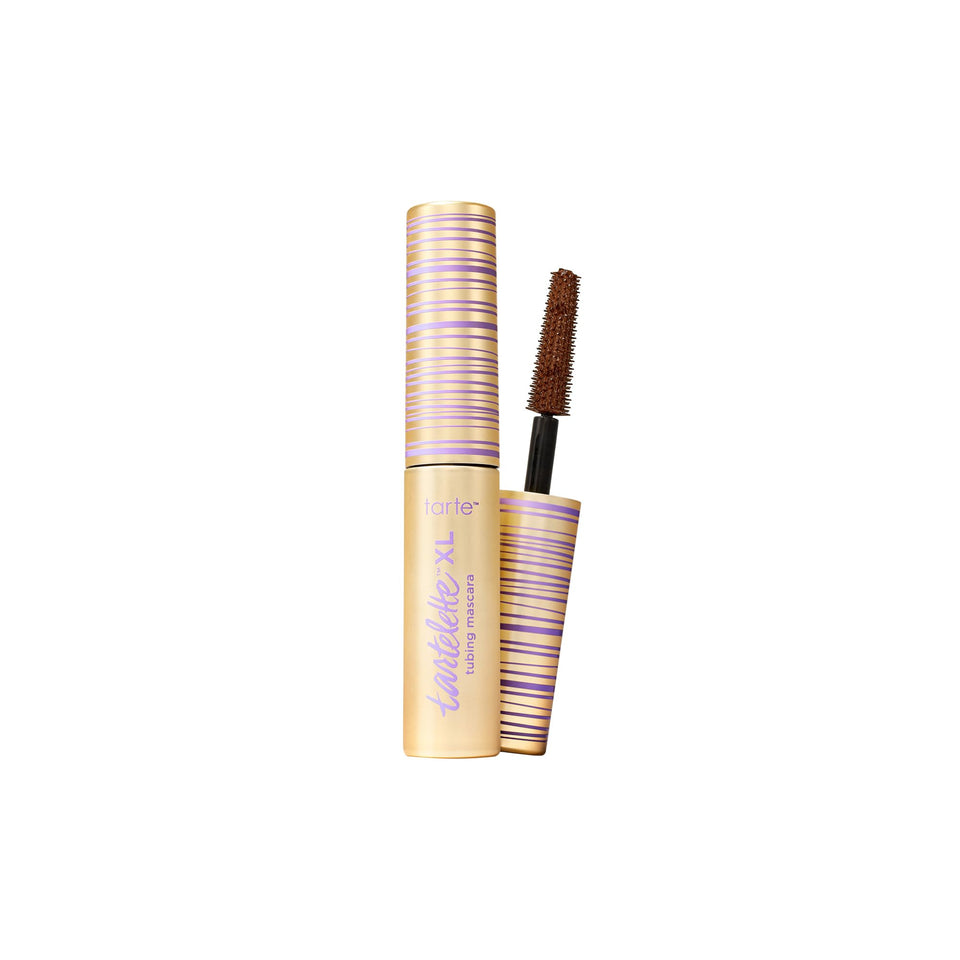 tarte front packaging showing travel-size mascara, highlights portability and pigment