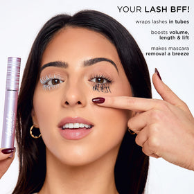 tarte wand applying tubing primer to lashes for lift and amplified mascara hold
