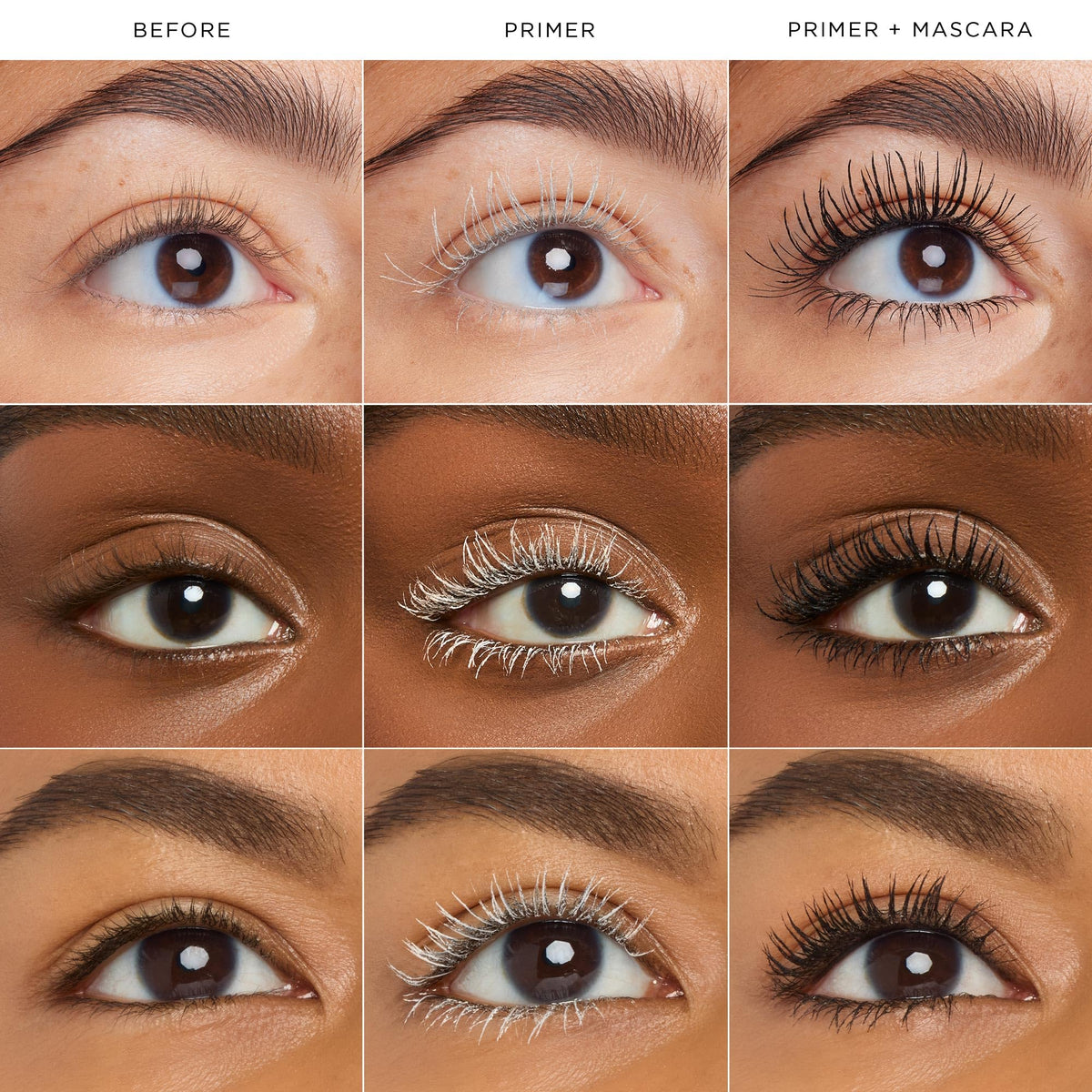tarte side-by-side before and after lashes with primer for visible length benefit