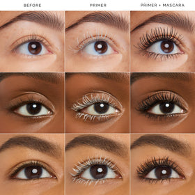 tarte side-by-side before and after lashes with primer for visible length benefit