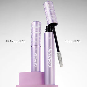 tarte primer next to a mascara for scale comparison and easy packing benefit