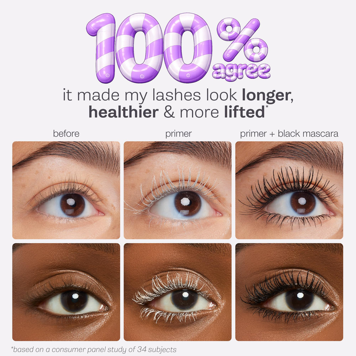 tarte tartelette primer after mascara comparison showing fuller lashes