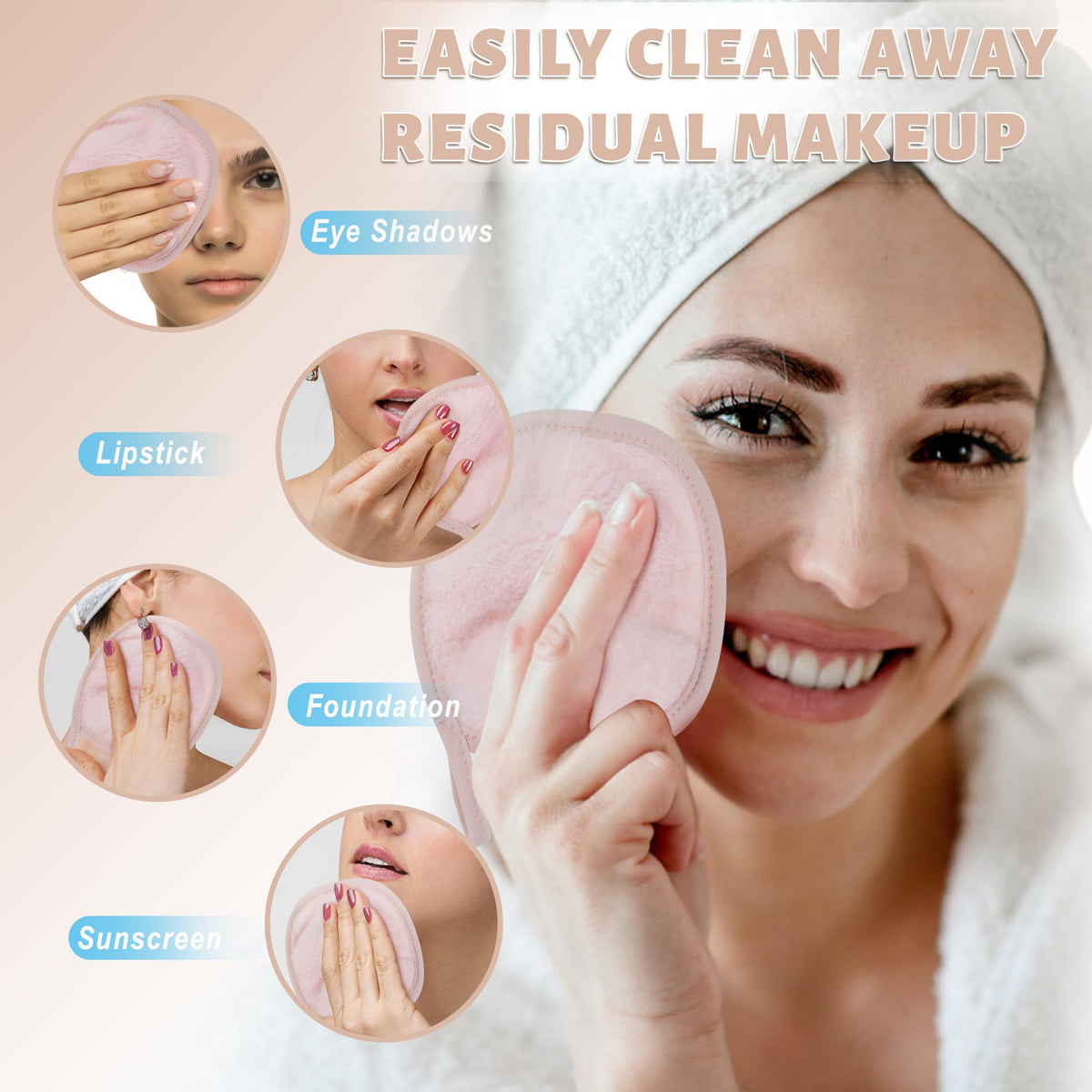 TaShow cloth removing foundation from face demonstrating effective removal