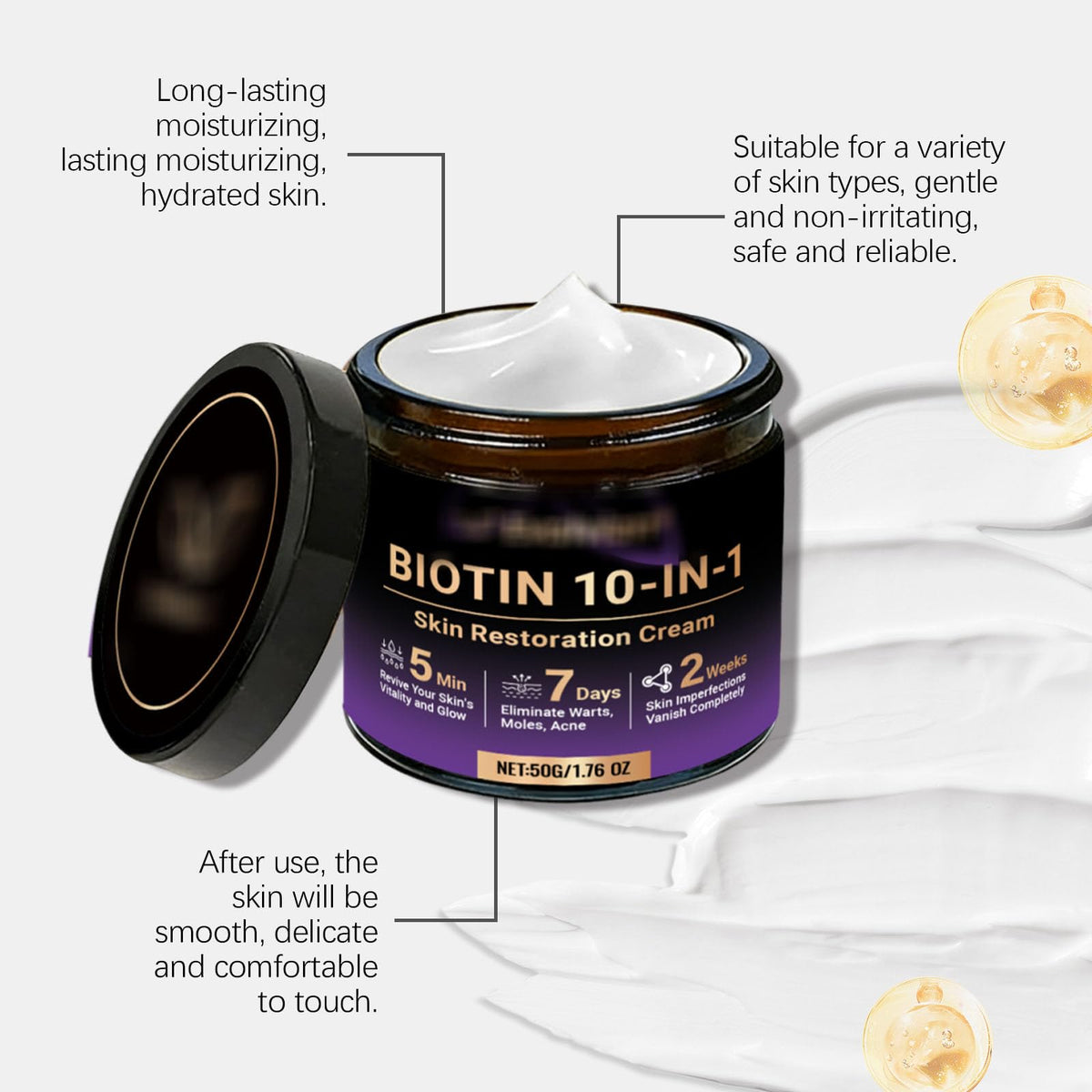 Tasunte cream application on hand illustrating fast absorption and hydration