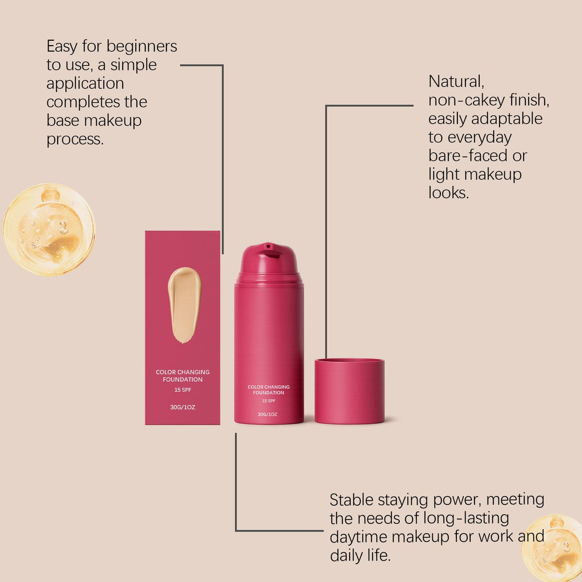 Tasunte lifestyle bag shot portraying foundation as a daily essential for on-the-go confidence