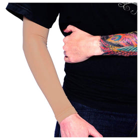 Tat2X front sleeve flatlay showing suntan concealment and professional look