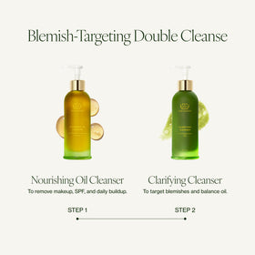 Tata Harper cleanser on bathroom sink during daily skincare routine