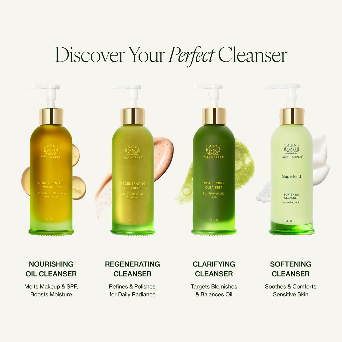 Tata Harper label close-up showing key actives and natural ingredient focus