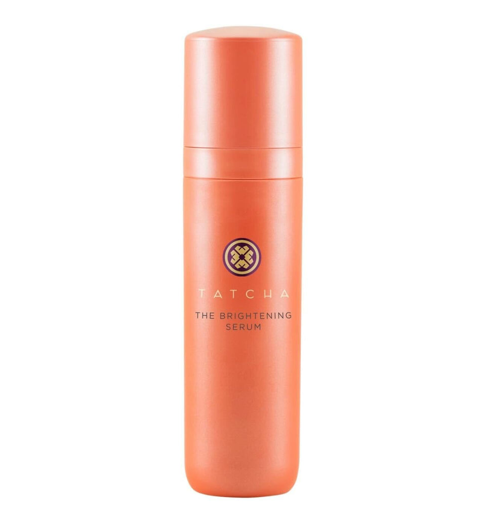 TATCHA bottle front packaging showing brightening serum and clear labeling for radiance