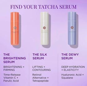 Lifestyle bathroom shelf with TATCHA serum displayed to illustrate daily ritual and shelf appeal