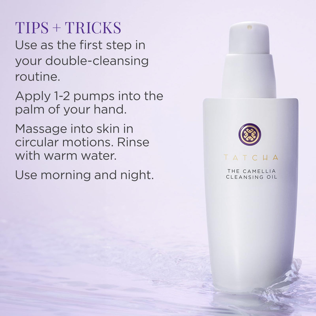 TATCHA oil on cotton pad removing waterproof mascara showing effective makeup breakdown