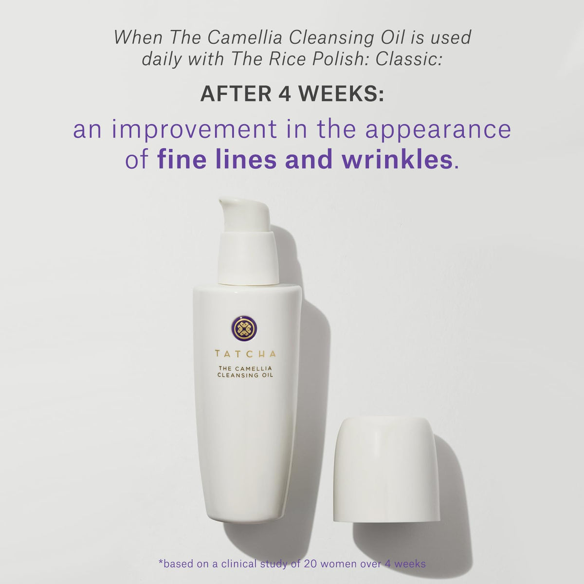 TATCHA bottle pump in hand demonstrating easy use and controlled dosing advantage
