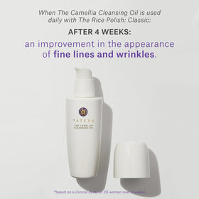TATCHA bottle pump in hand demonstrating easy use and controlled dosing advantage