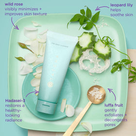 Tatcha deep cleanse 150ml size comparison showing bottle scale and travel-friendly benefit