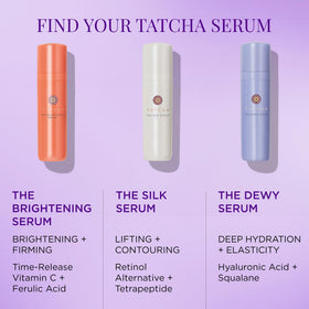 TATCHA serum on bathroom vanity staged for morning skincare routine