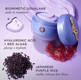 TATCHA jar on bathroom shelf lifestyle scene for daily ritual benefit