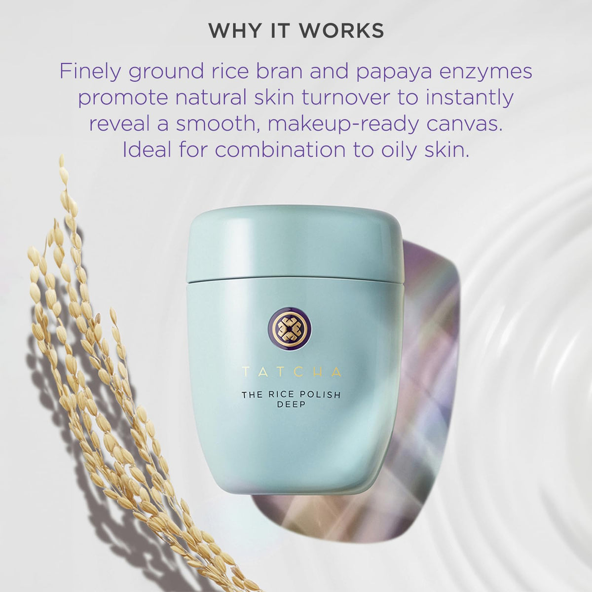 TATCHA creamy foam lather in hand demonstrating activation and easy application benefit: soft cleansing
