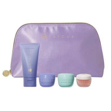 TATCHA travel pouch front view showing kit and portability benefit