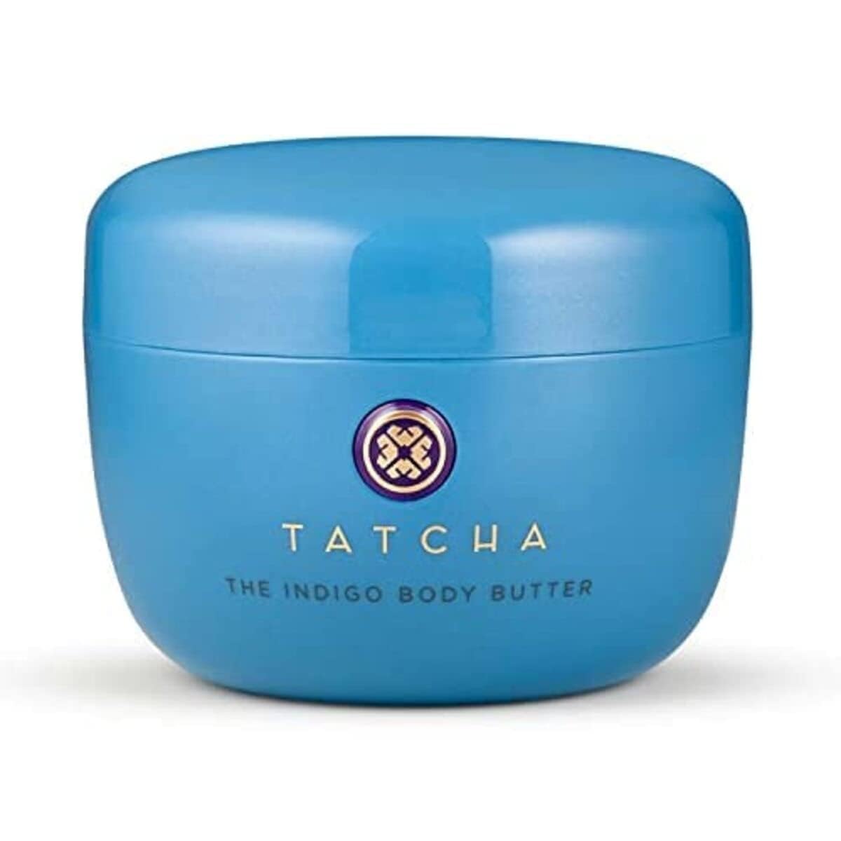 TATCHA indigo body butter jar front view showing packaging and soothing benefits