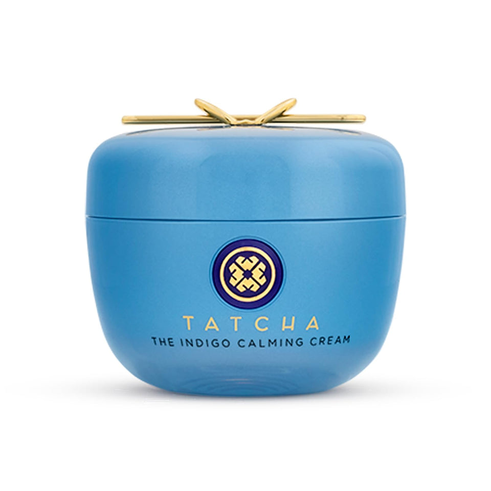 TATCHA jar front view showing calming cream and brand benefits