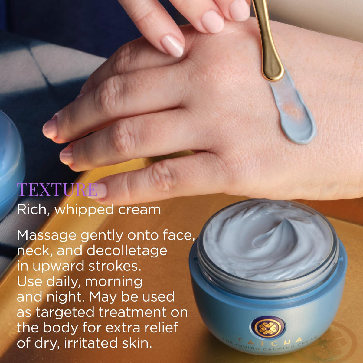 TATCHA jar in hand for scale illustrating travel-friendly 50ml size