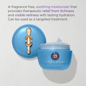 TATCHA ingredient display featuring Japanese indigo and colloidal oatmeal benefits
