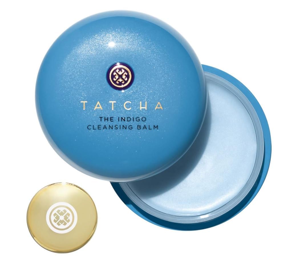 TATCHA front packaging of Indigo Cleansing Balm showing jar and lid for elegant presentation and clarity
