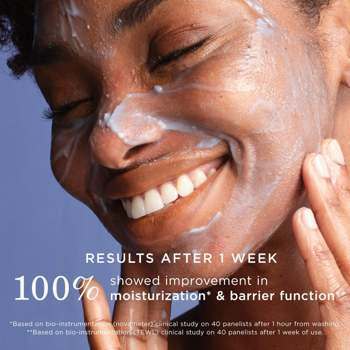 TATCHA removing eye makeup with the balm illustrating effective, gentle dissolution of mascara and eyeliner