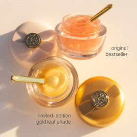 TATCHA Kissu gold shimmer detail close-up adding luminous, camera-ready lips benefit