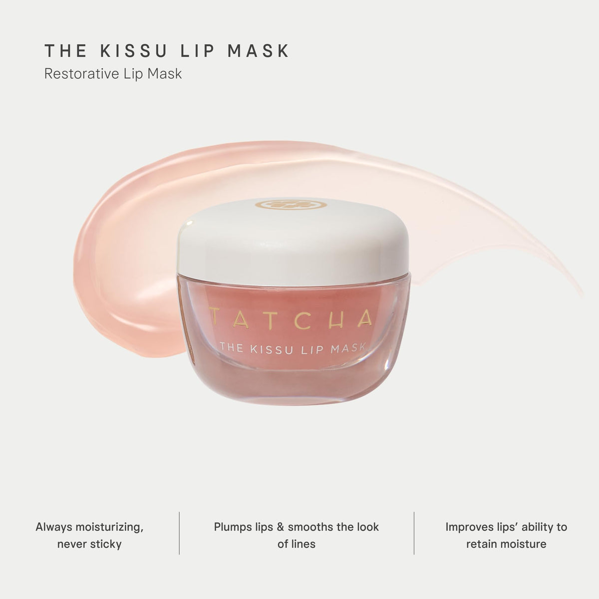 TATCHA Kissu Lip Mask open tube showing smoothing, hydrating benefit