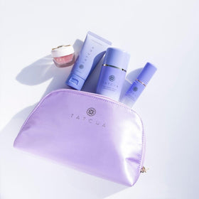 TATCHA collection styled on bathroom vanity for everyday routine inspiration